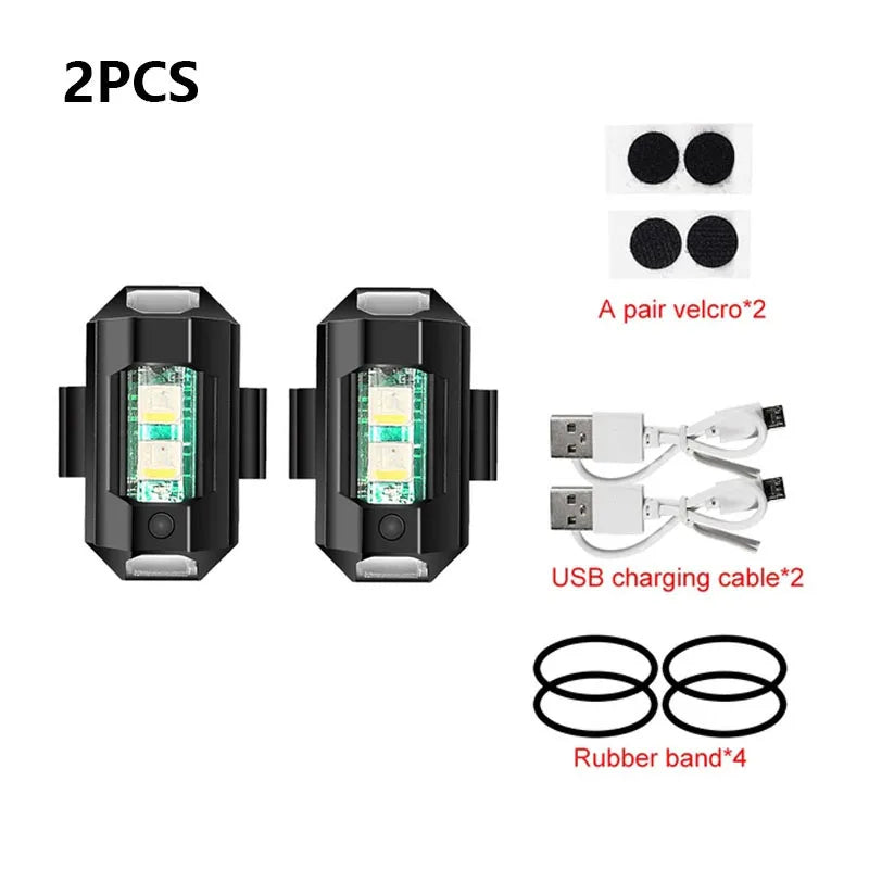 Universal LED Strobe Lights Motorcycle anti Collision Warning Light USB Charging 7Colors Drone Flash Turn Signal Indicator