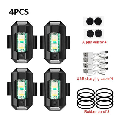 Universal LED Strobe Lights Motorcycle anti Collision Warning Light USB Charging 7Colors Drone Flash Turn Signal Indicator